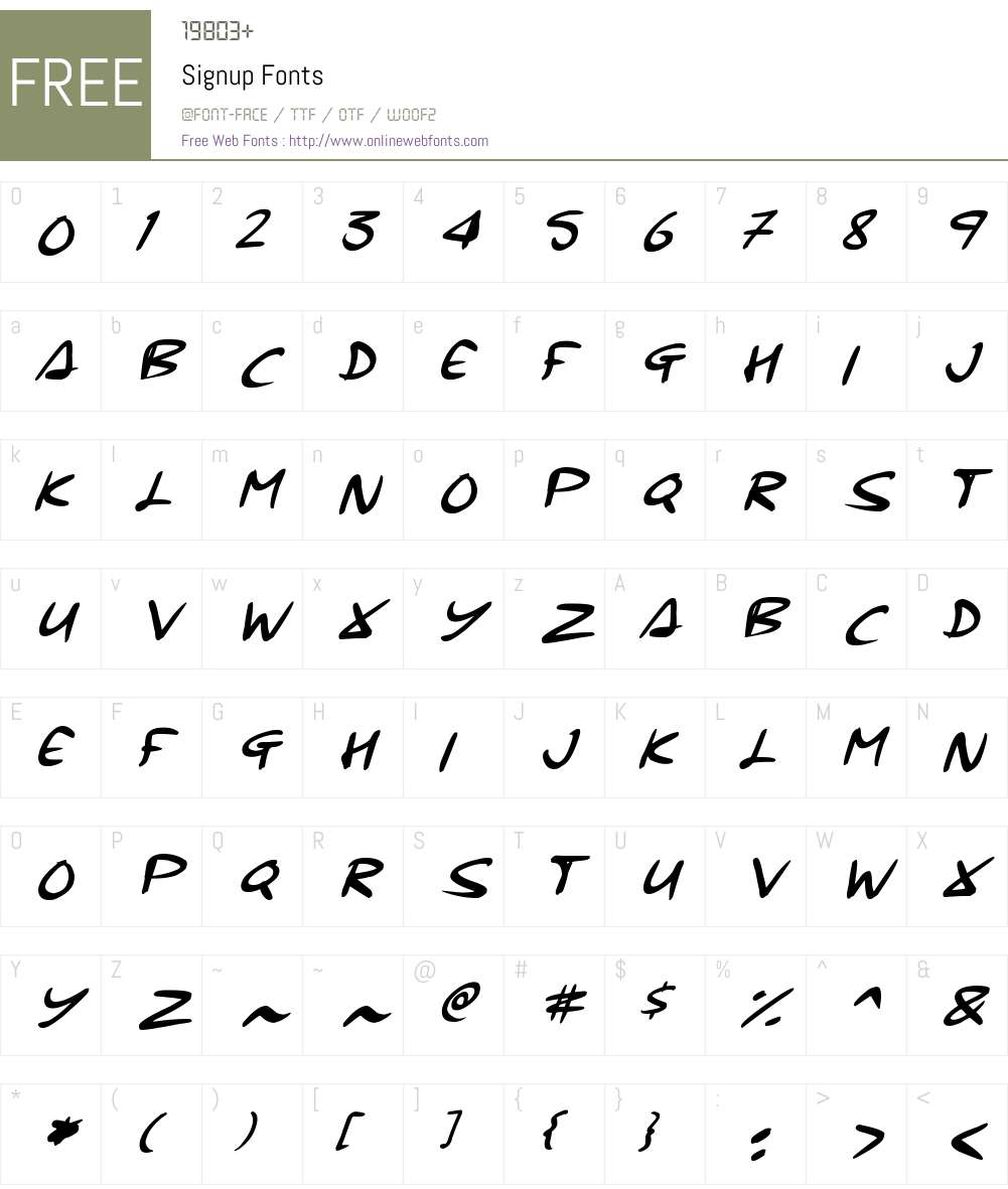 Signup Font Screenshots