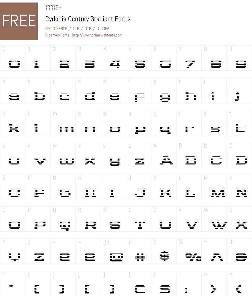 Cydonia Century Gradient Font Screenshots