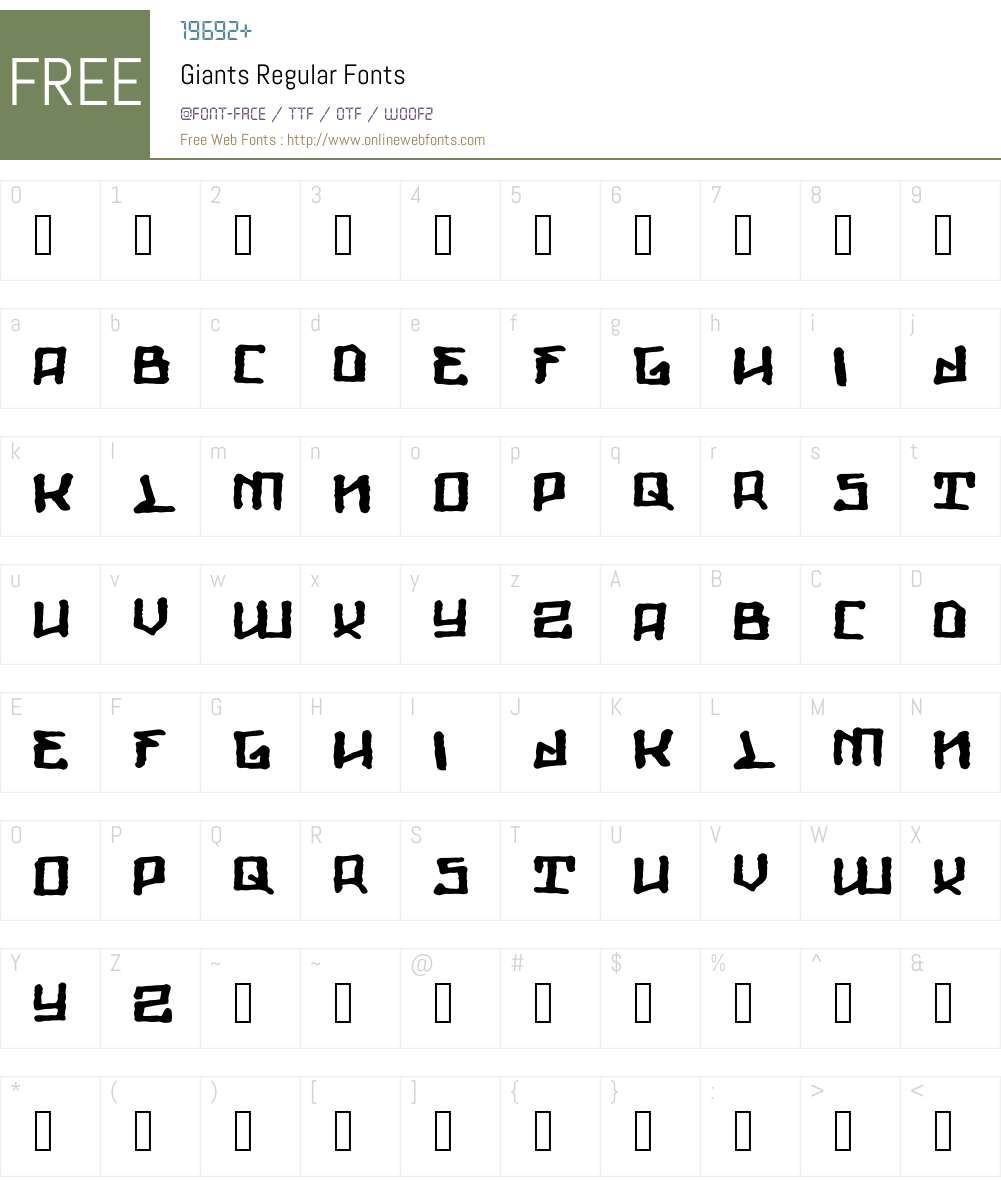 Giants Font Screenshots