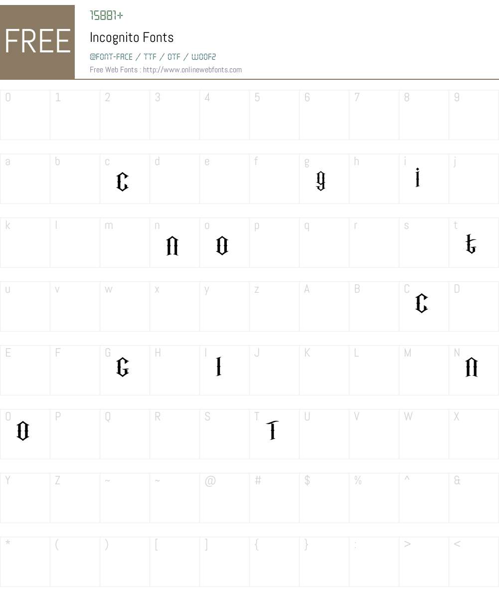 Incognito Font Screenshots