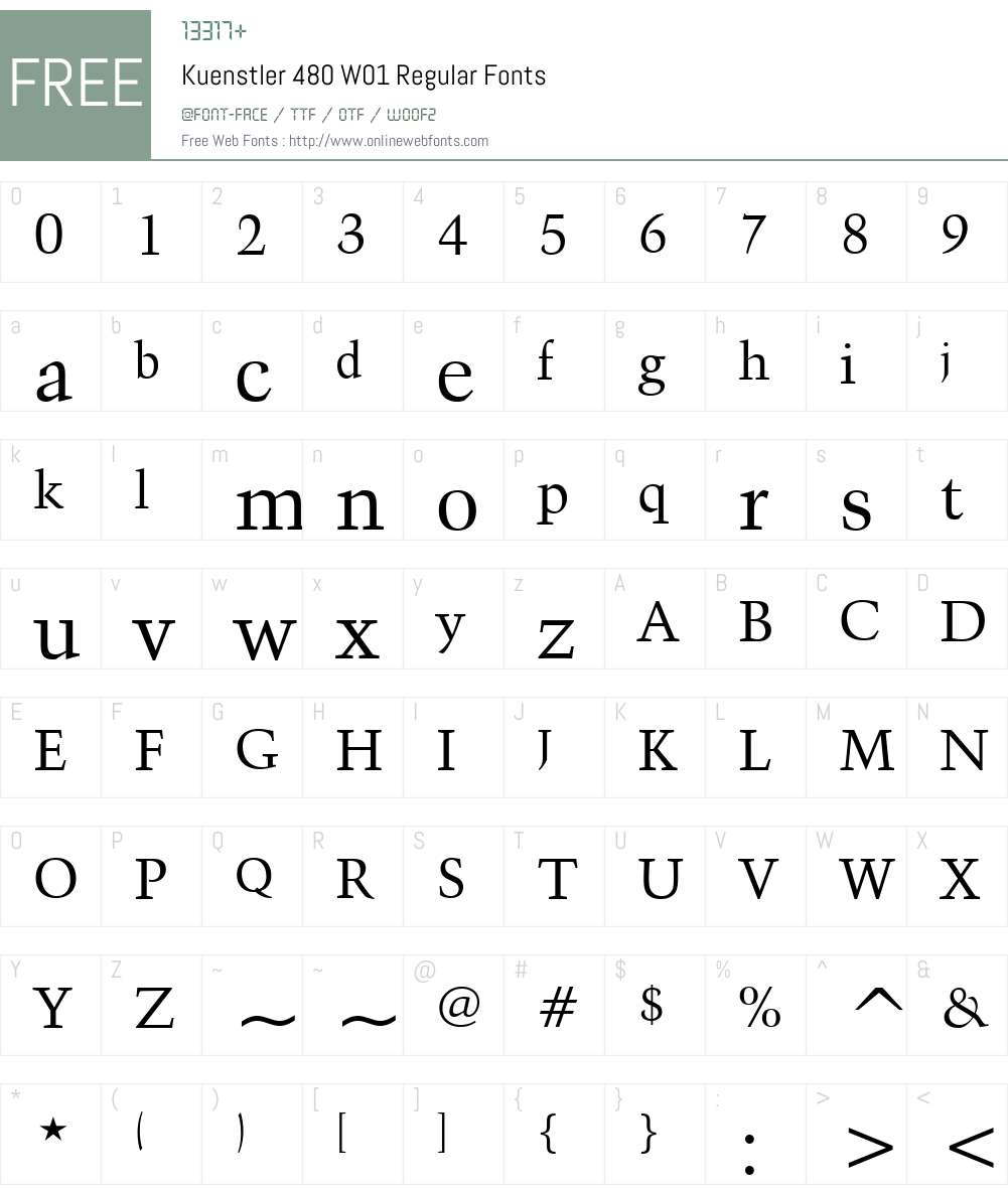 Kuenstler480W01-Regular Font Screenshots
