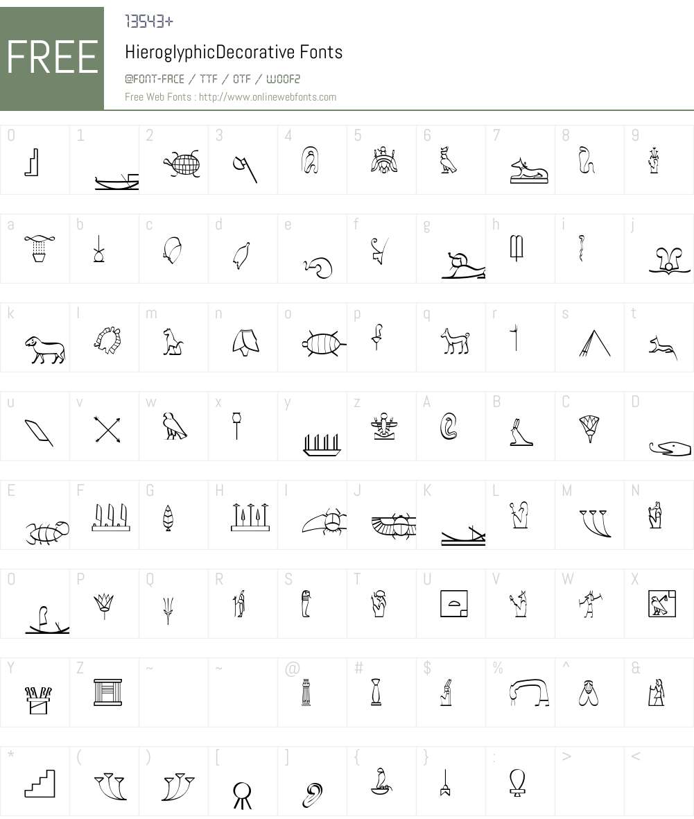Hieroglyphic Font Screenshots