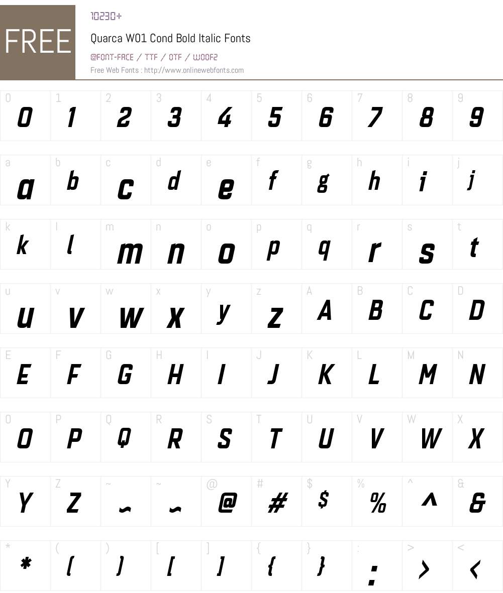 QuarcaW01-CondBoldItalic Font Screenshots