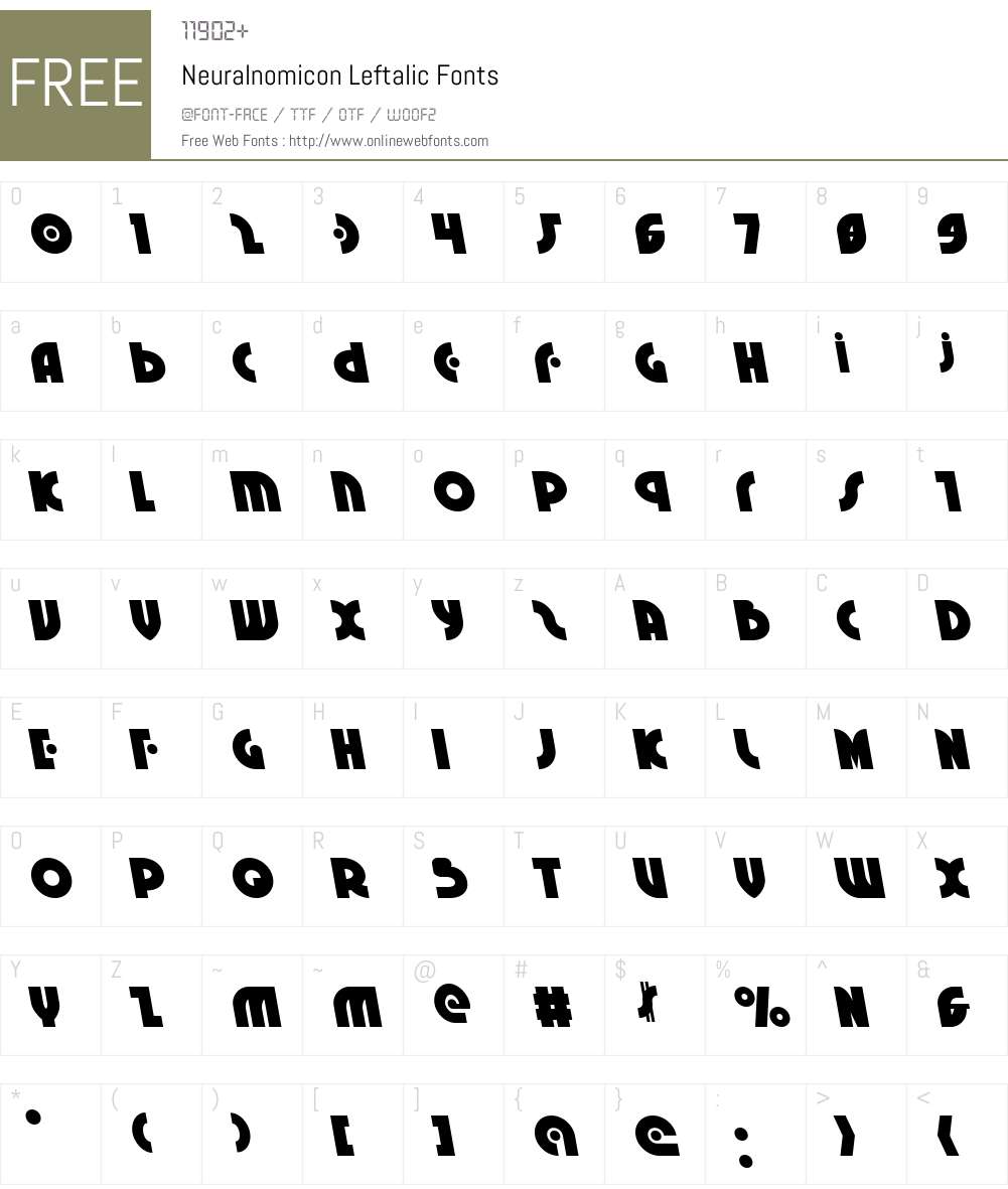 Neuralnomicon Leftalic Font Screenshots
