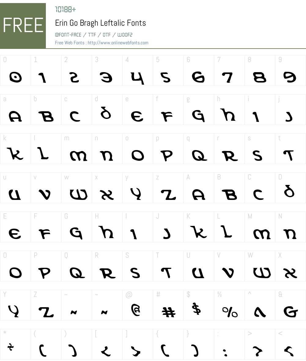 Erin Go Bragh Leftalic Font Screenshots