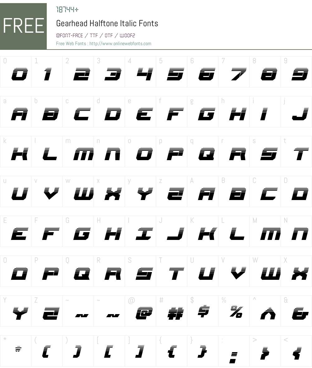 Gearhead Halftone Italic Font Screenshots