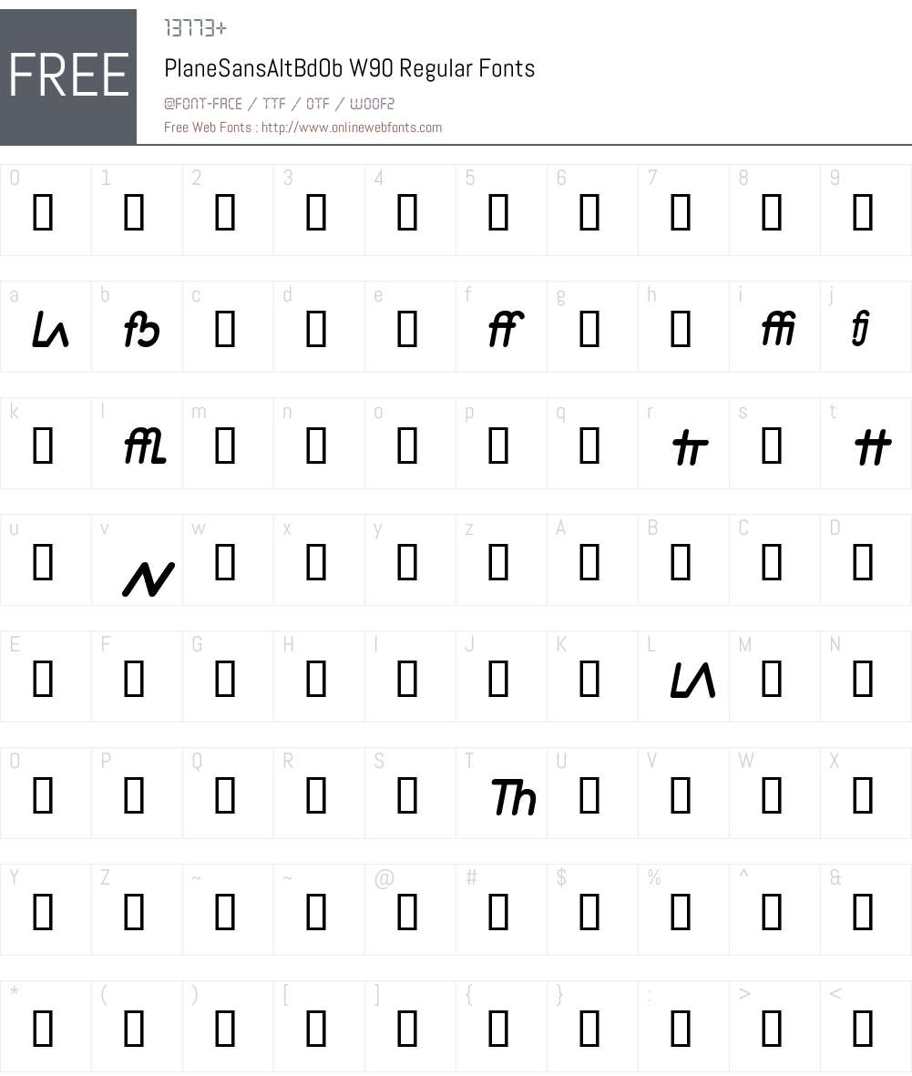 PlaneSansAltBdOb Font Screenshots
