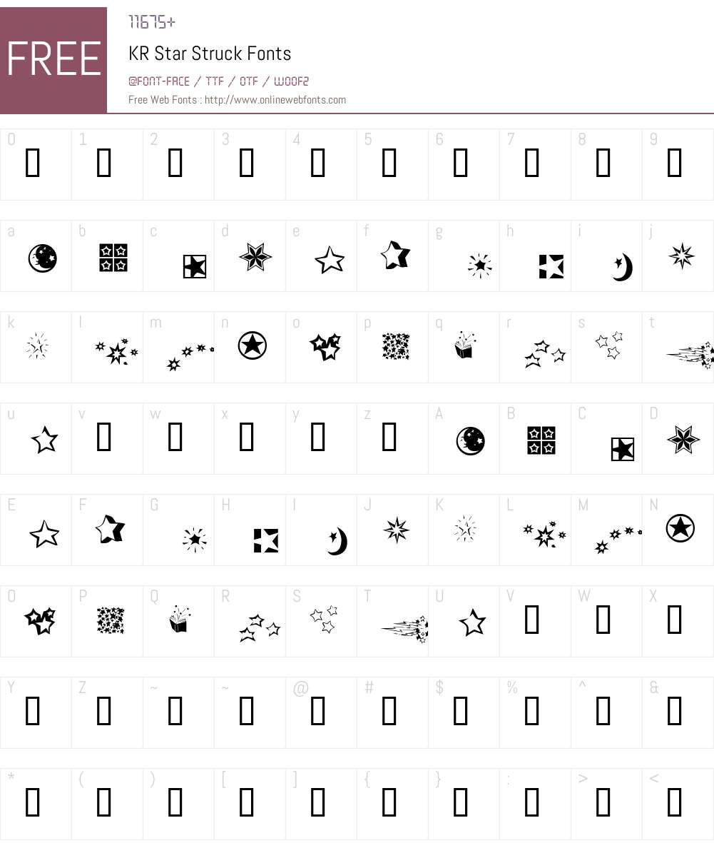 KR Star Struck Font Screenshots