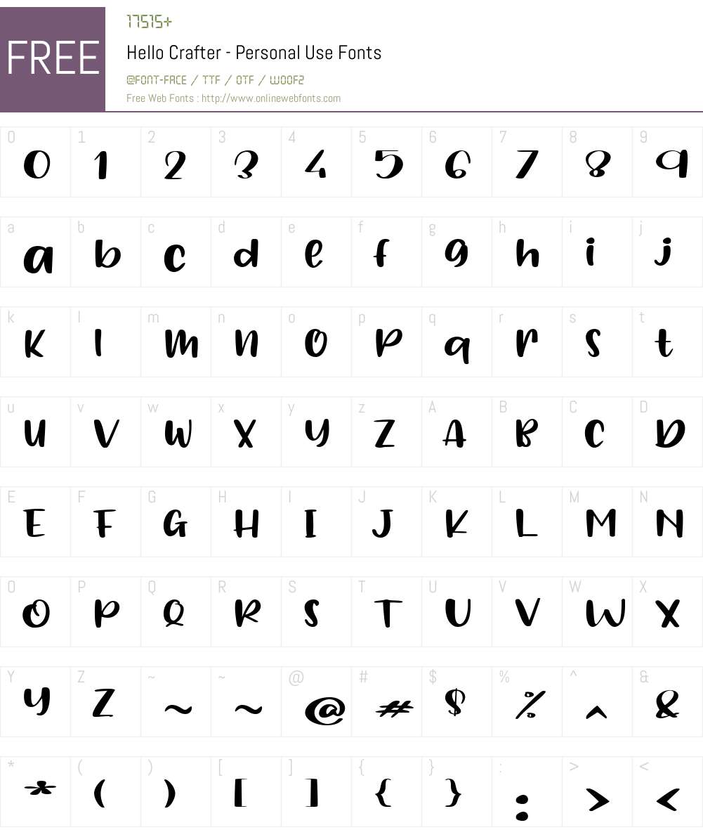 Hello Crafter - Personal Use Font Screenshots