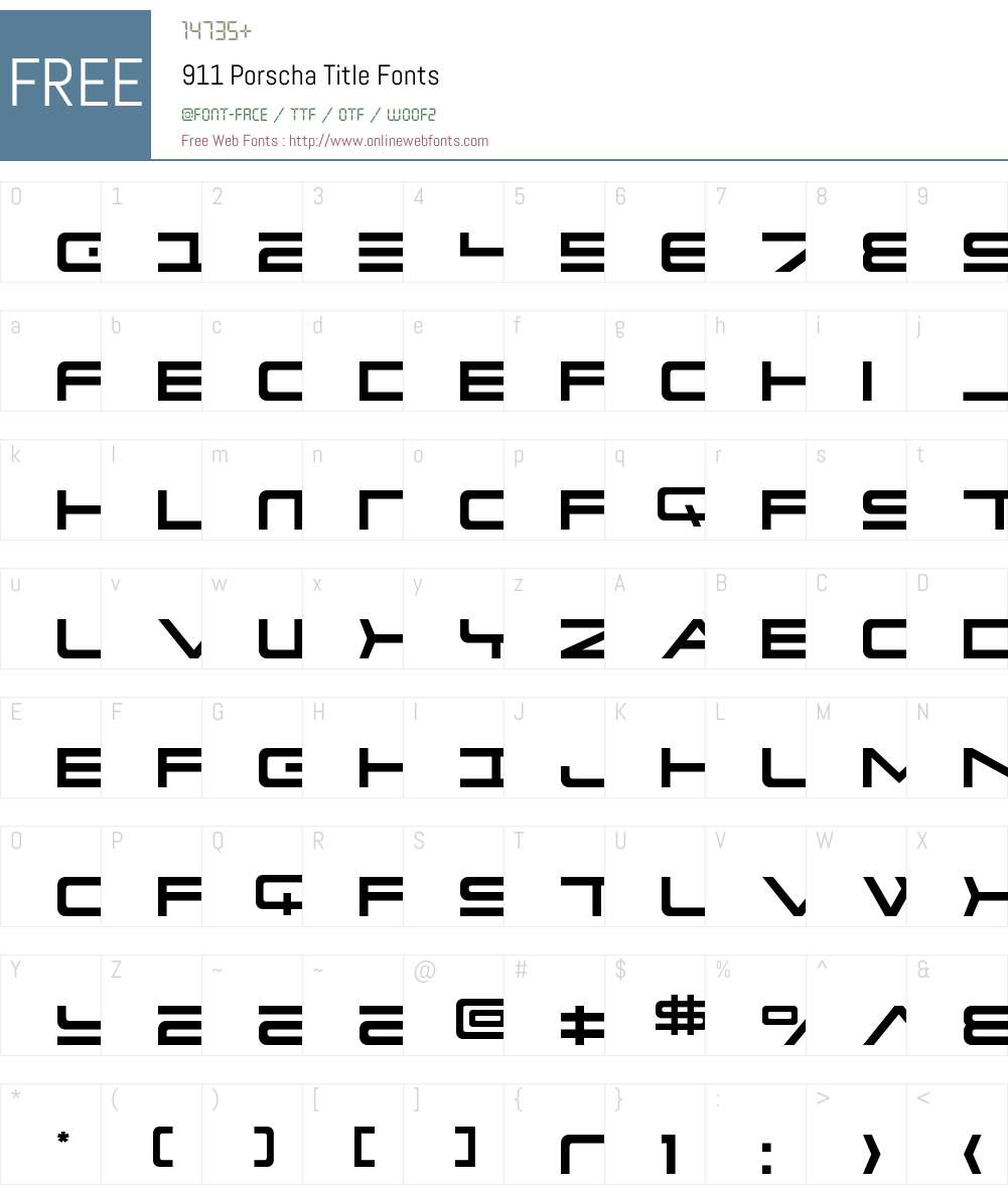 911 Porscha Title Font Screenshots