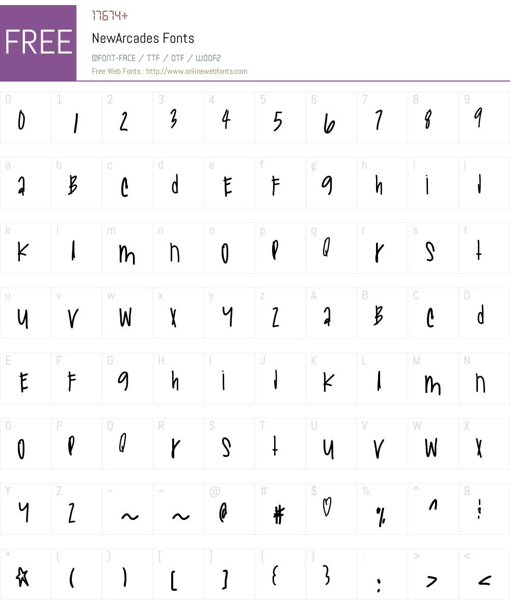 NewArcades Font Screenshots
