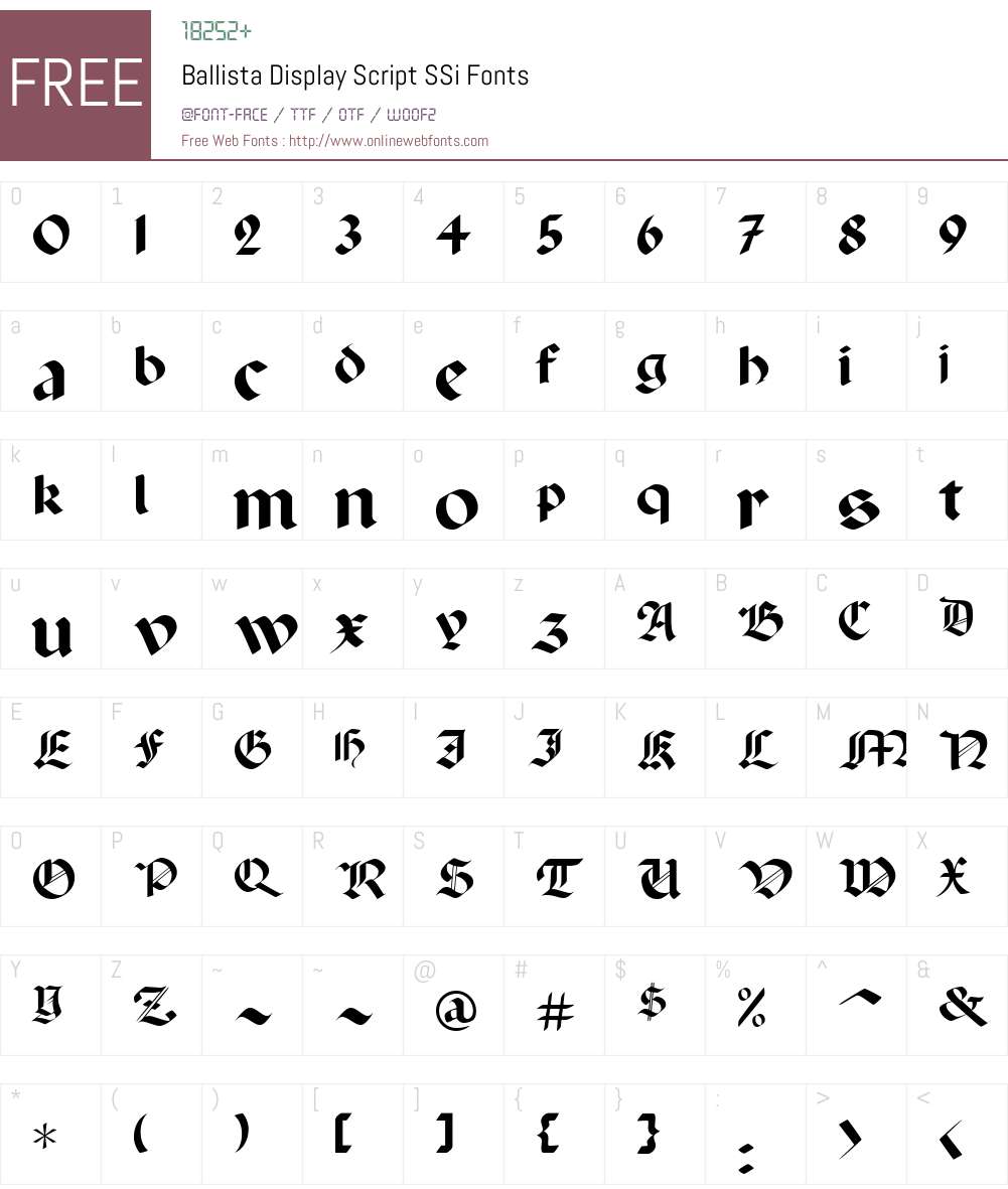 Ballista Display Script SSi Font Screenshots