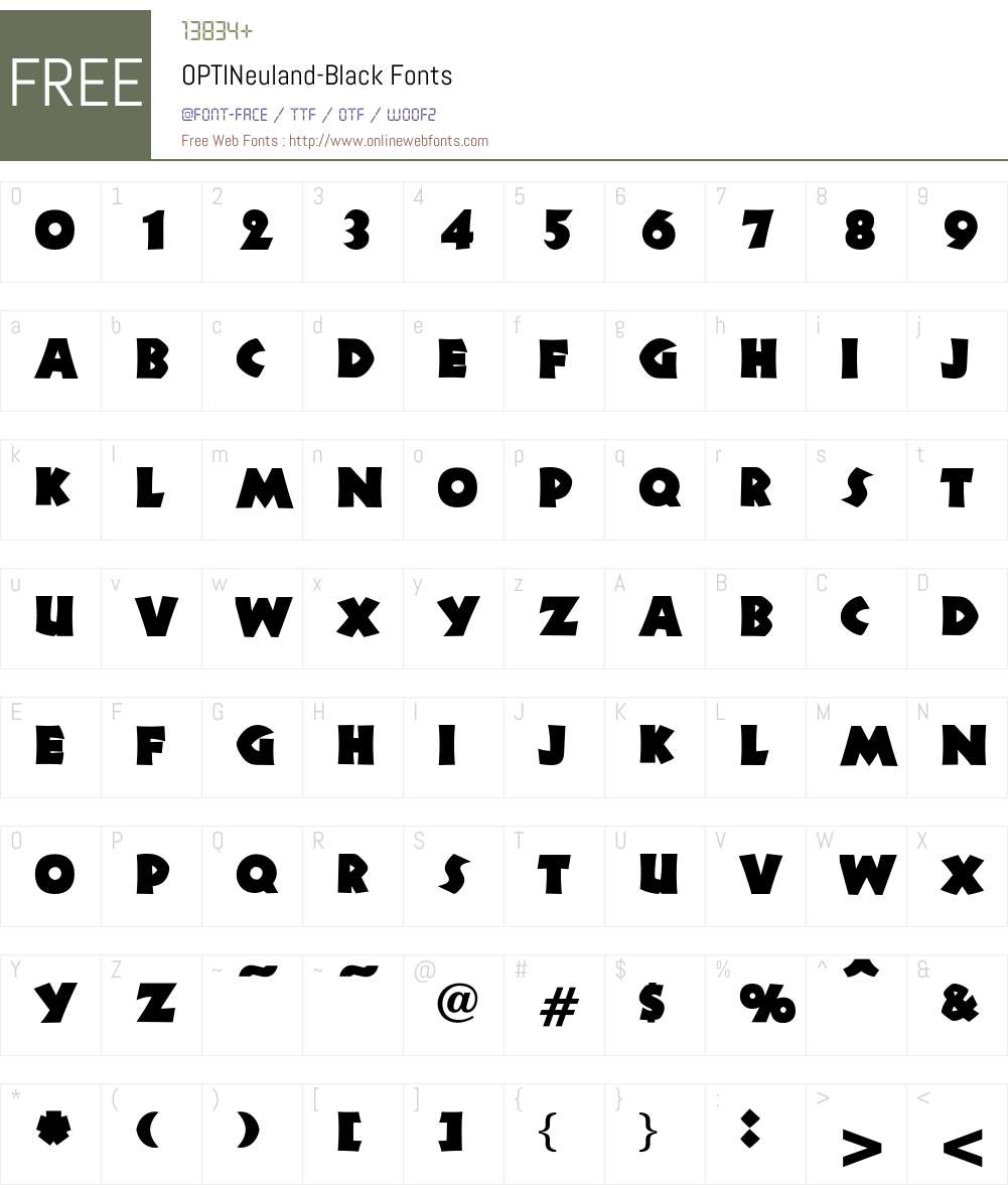 OPTINeuland Font Screenshots