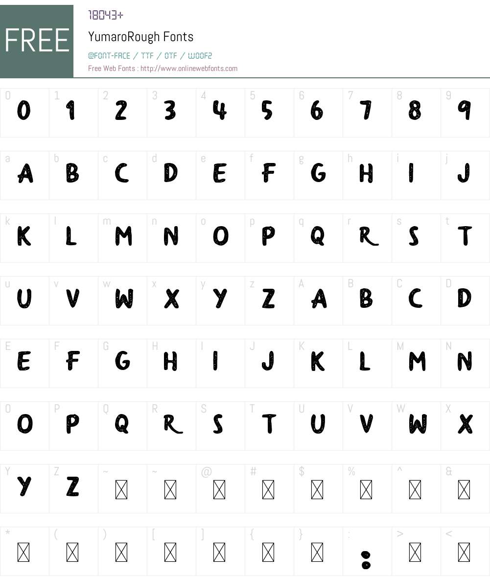 Yumaro Rough Font Screenshots
