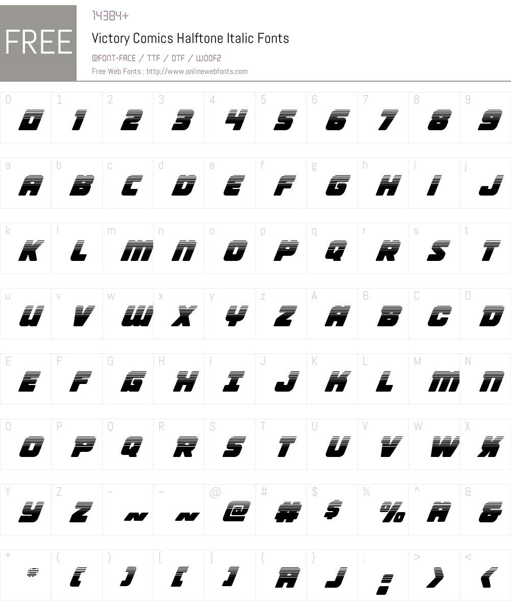 Victory Comics Halftone Italic Font Screenshots