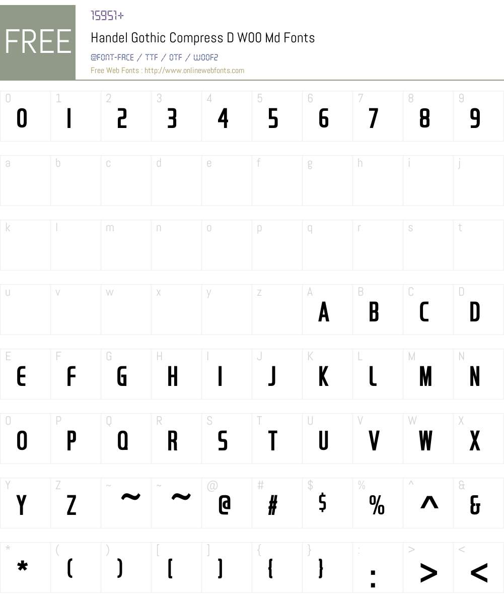 HandelGothicCompressDW-Md Font Screenshots