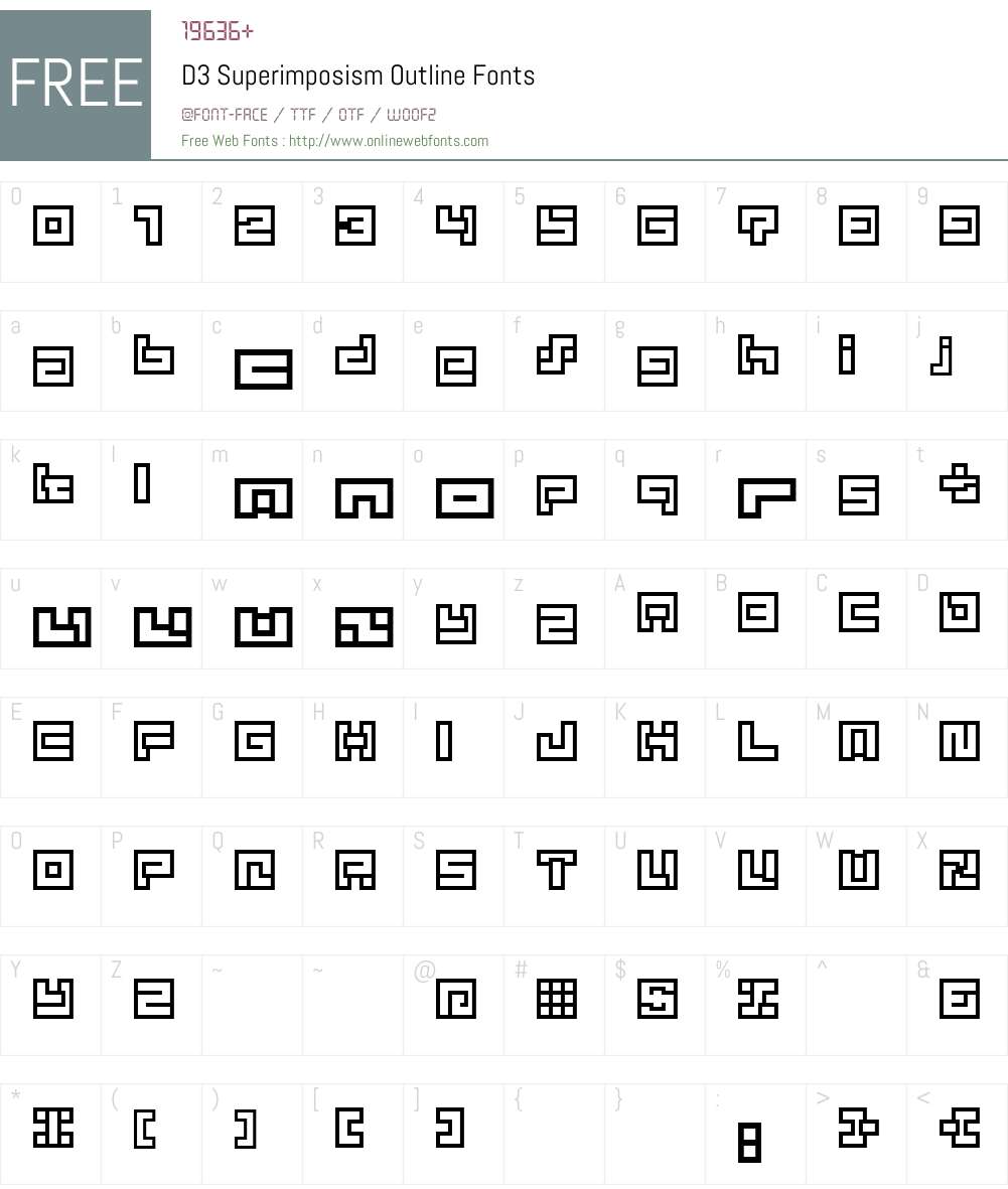 D3 Superimposism Outline Font Screenshots