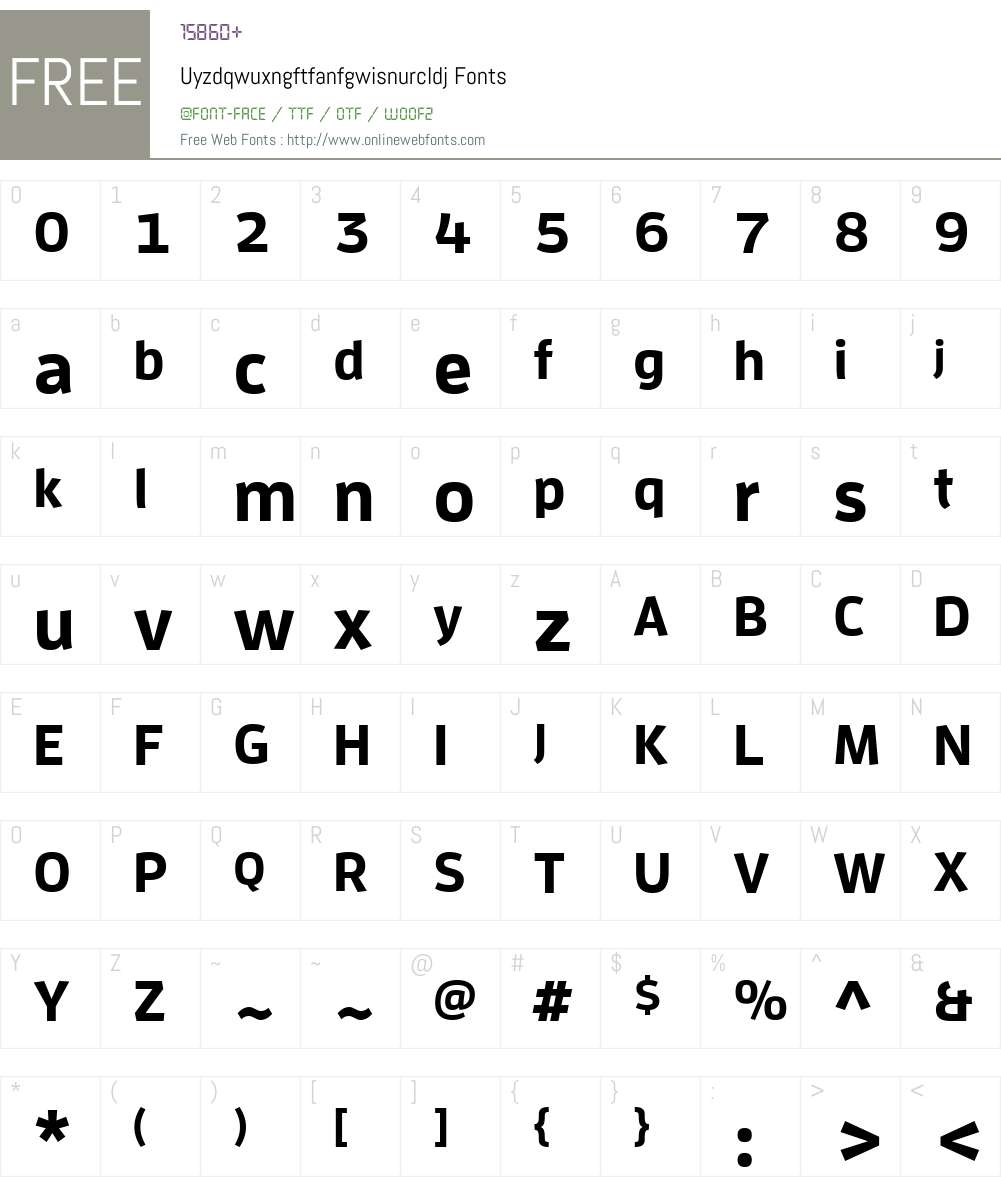 Uyzdqwuxngftfanfgwisnurcldj Font Screenshots