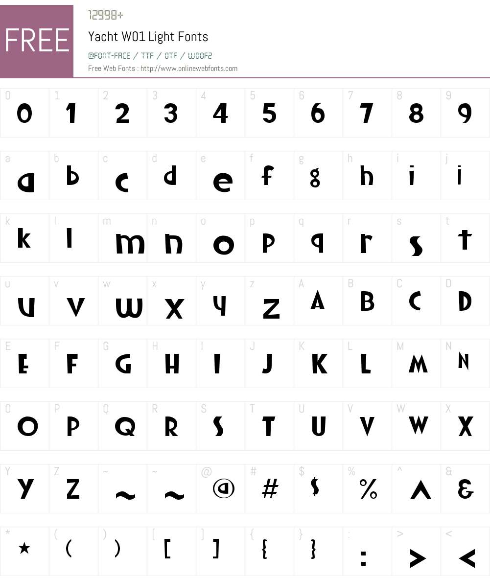 YachtW01-Light Font Screenshots