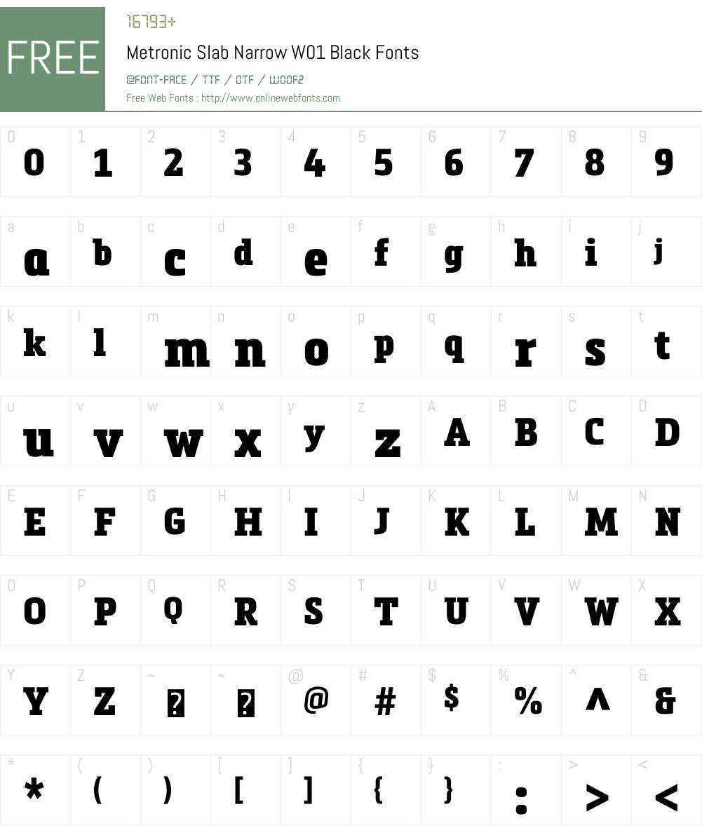 MetronicSlabNarrowW01-Black Font Screenshots