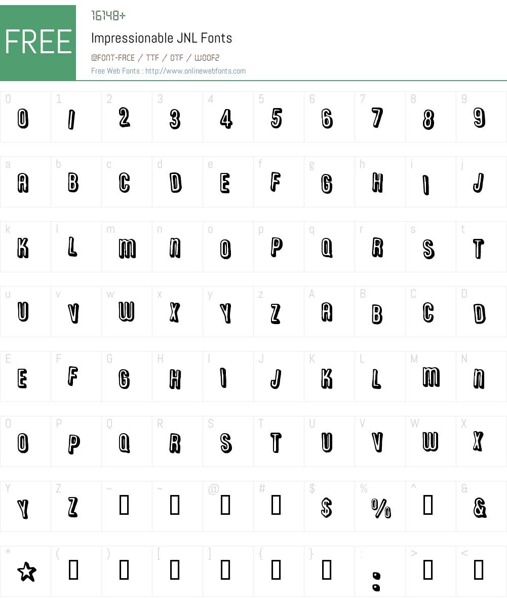 ImpressionableJNL Font Screenshots
