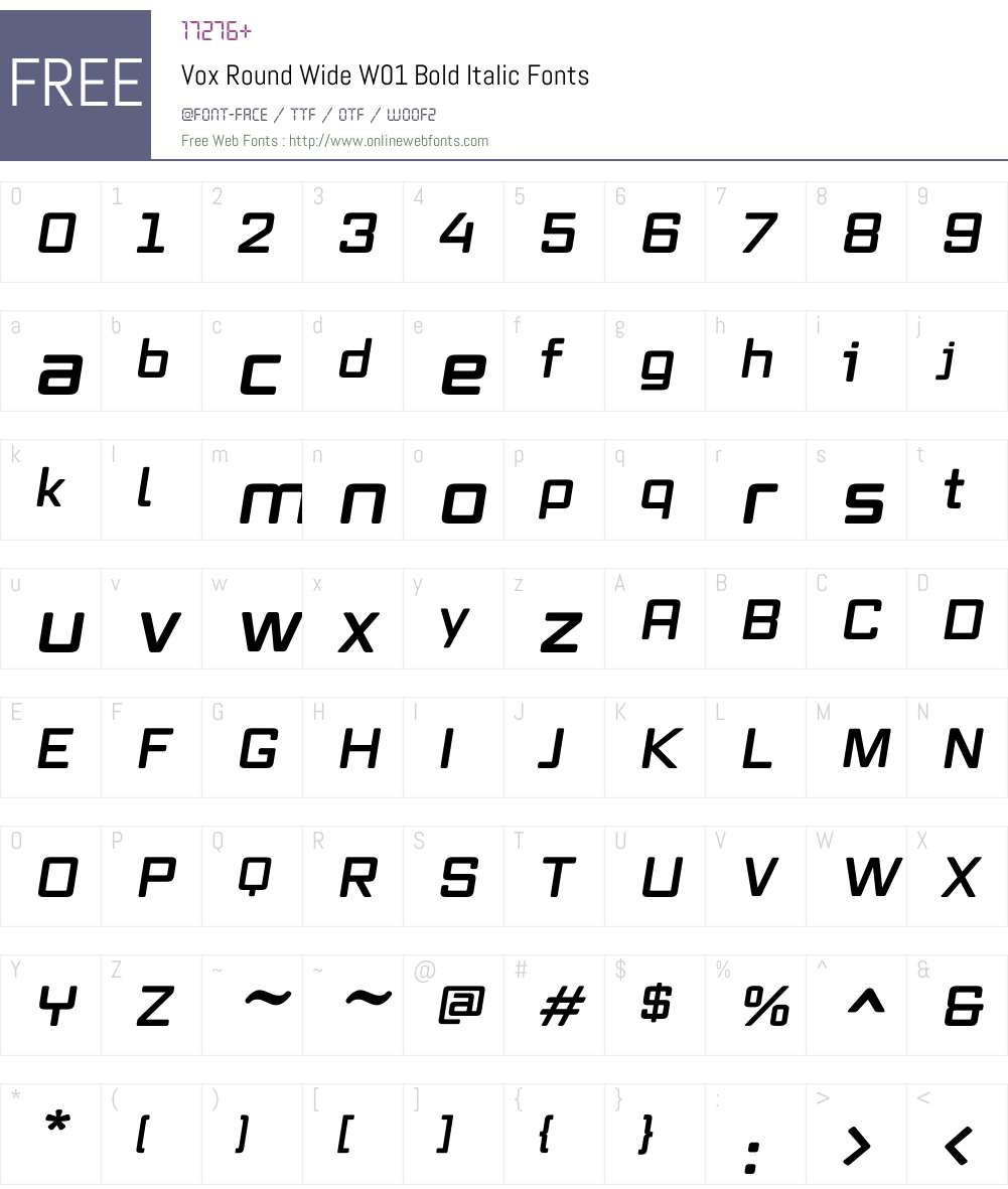 VoxRoundWideW01-BoldItalic Font Screenshots