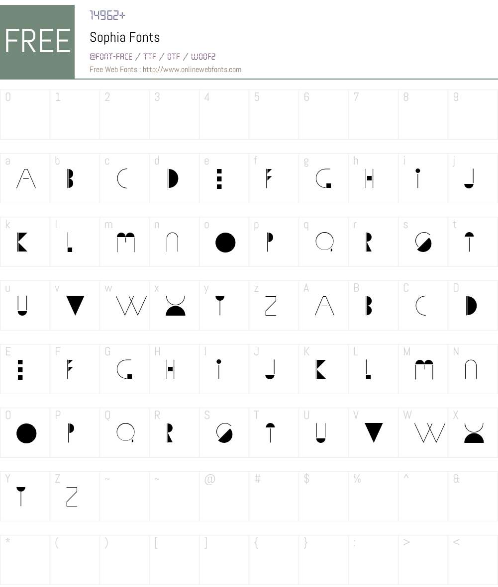 Sophia Font Screenshots
