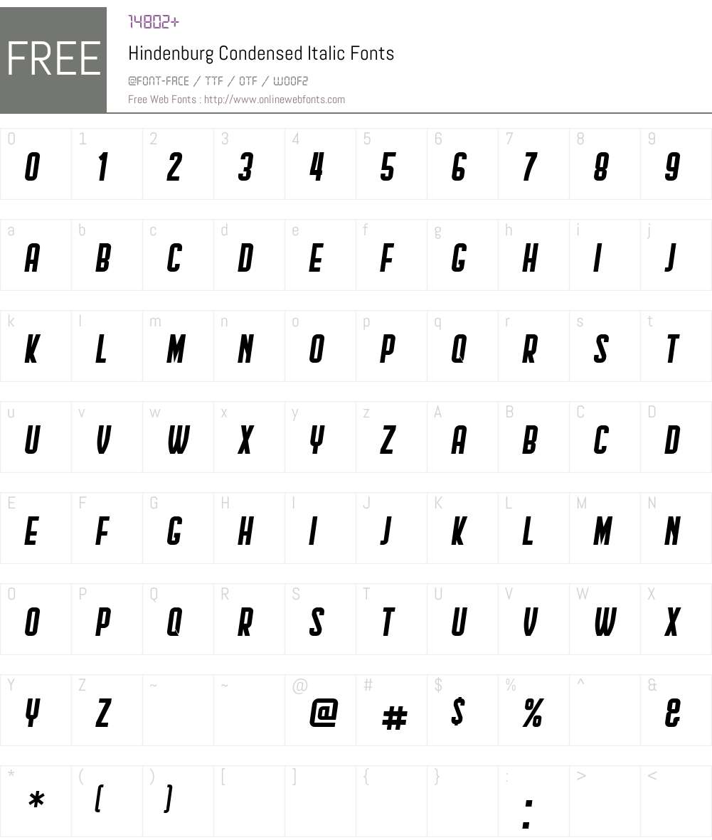 Hindenburg Condensed Font Screenshots