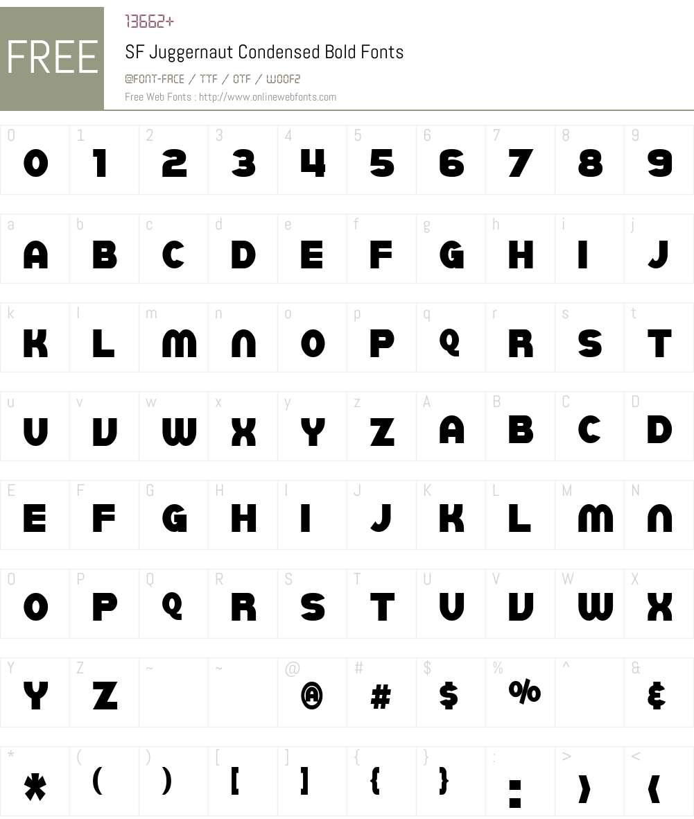 SF Juggernaut Condensed Font Screenshots