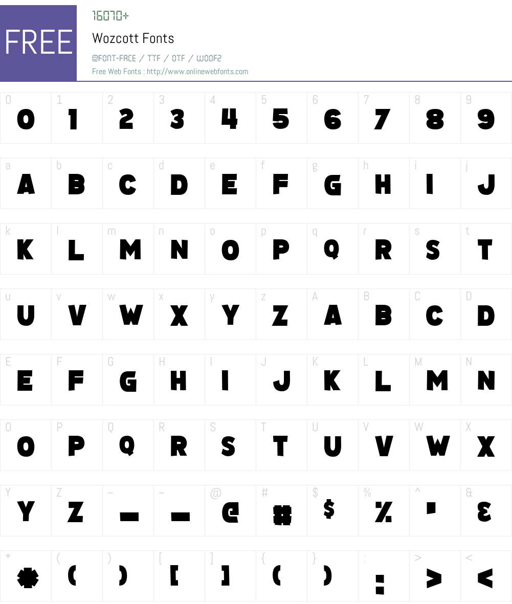 Wozcott Font Screenshots