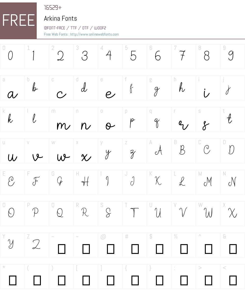 Arkina Font Screenshots