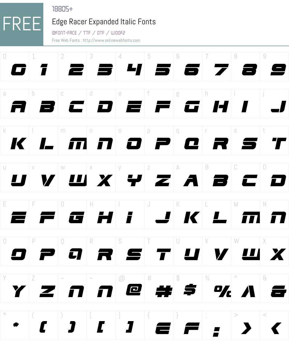 Edge Racer Expanded Italic Font Screenshots