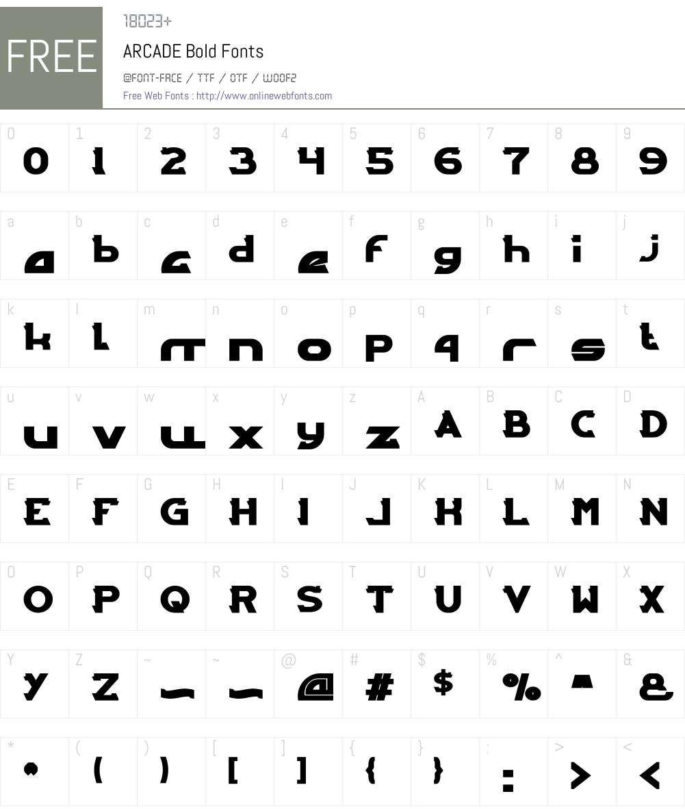 ARCADE Font Screenshots