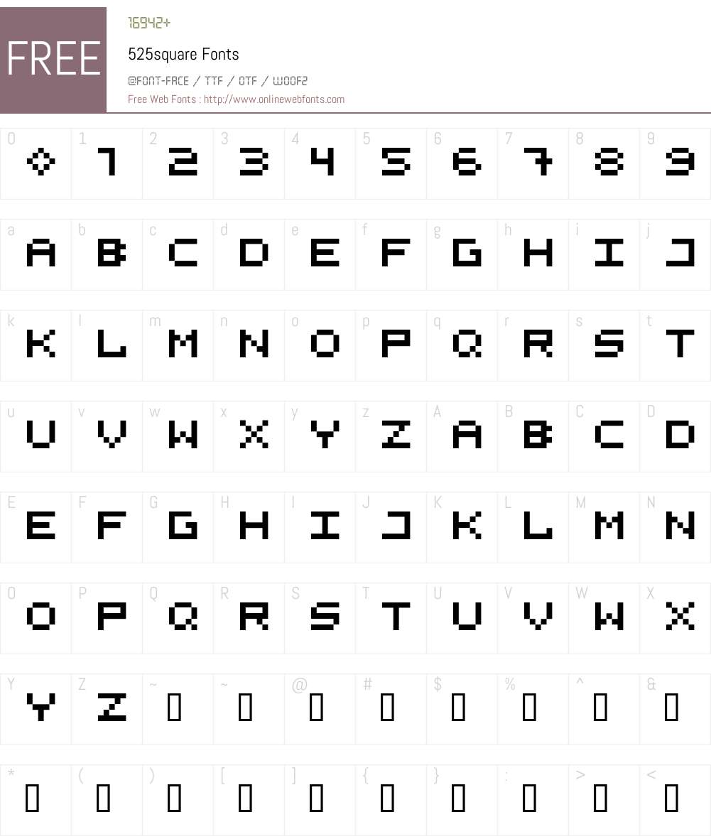 525square Font Screenshots