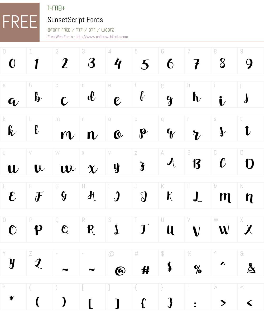 Sunset Script Font Screenshots