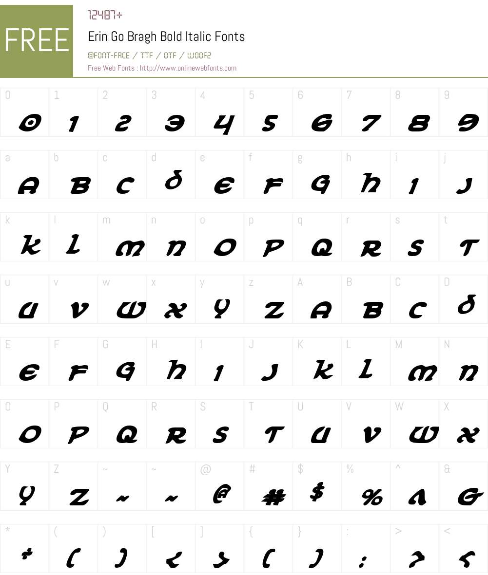 Erin Go Bragh Bold Italic Font Screenshots