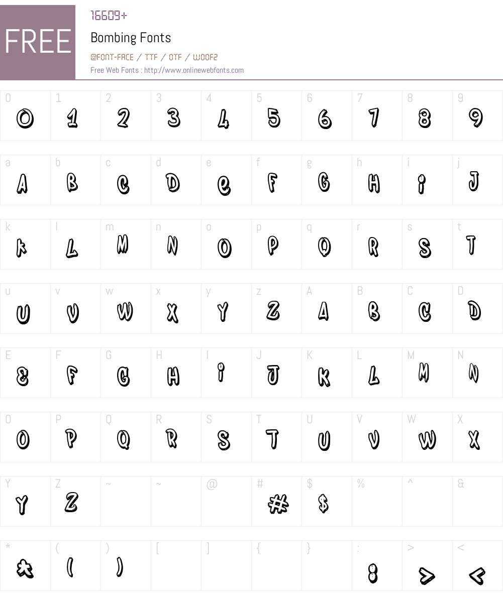 Bombing Font Screenshots