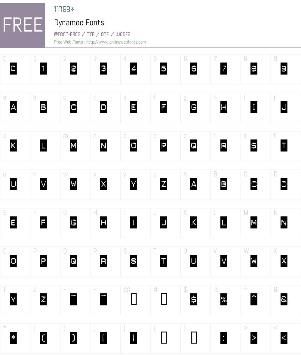 Dynamoe Font Screenshots
