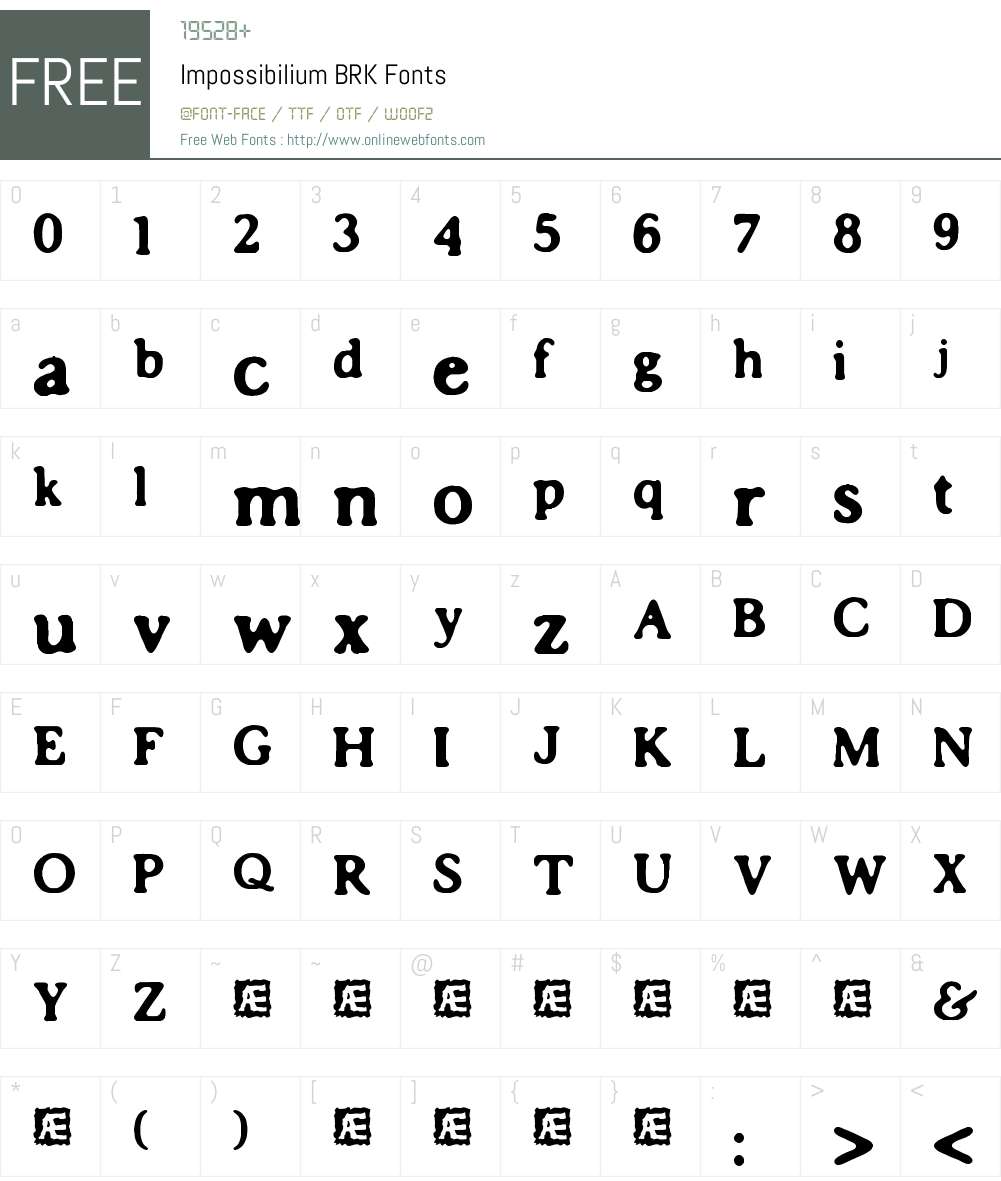 Impossibilium BRK Font Screenshots