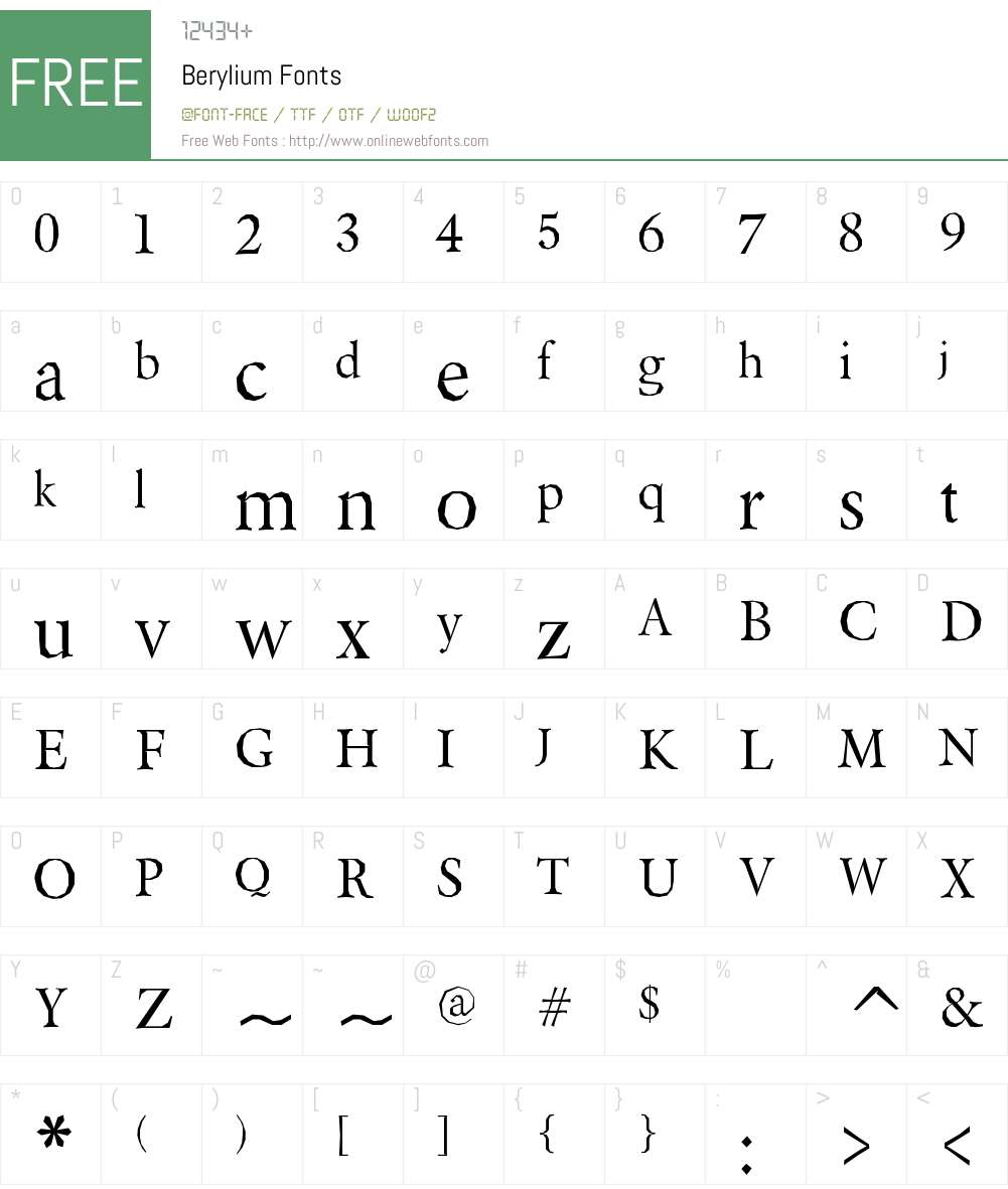 Berylium Font Screenshots