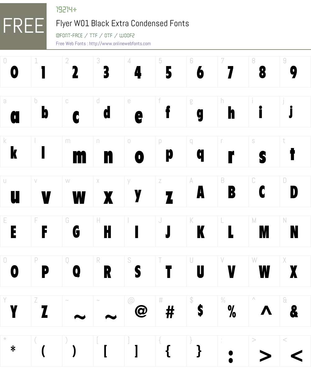 FlyerW01-BlackExtraCond Font Screenshots