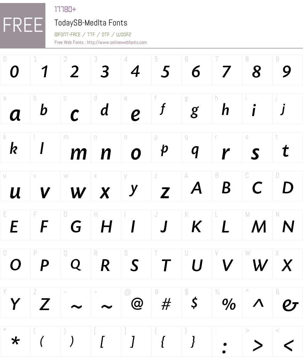 TodaySB-MedIta Font Screenshots