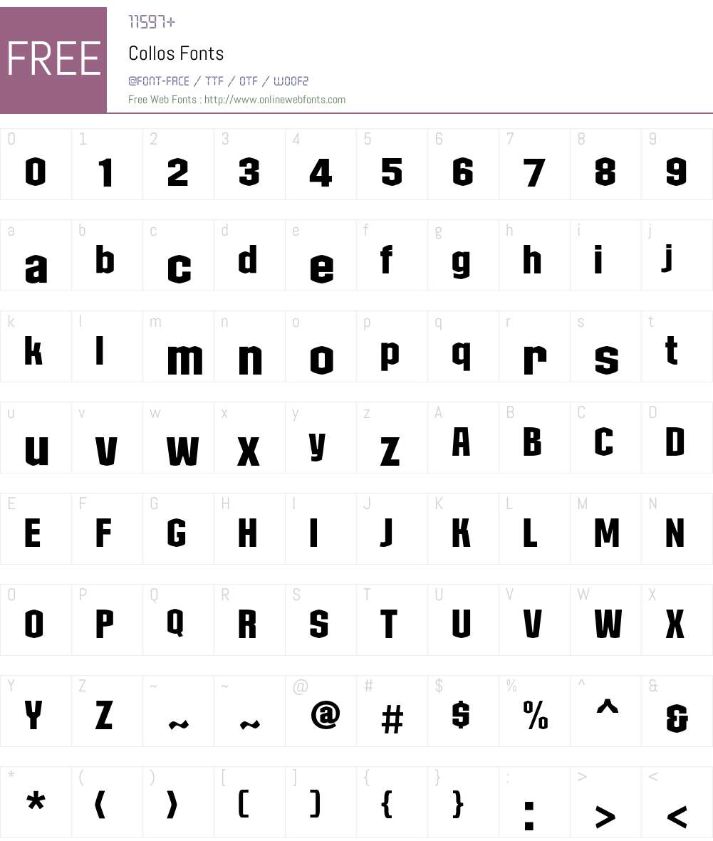 Collos Font Screenshots