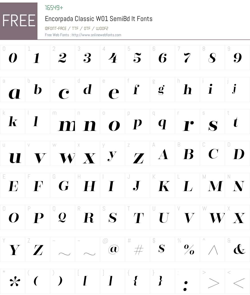 EncorpadaClassicW01-SmBdIt Font Screenshots