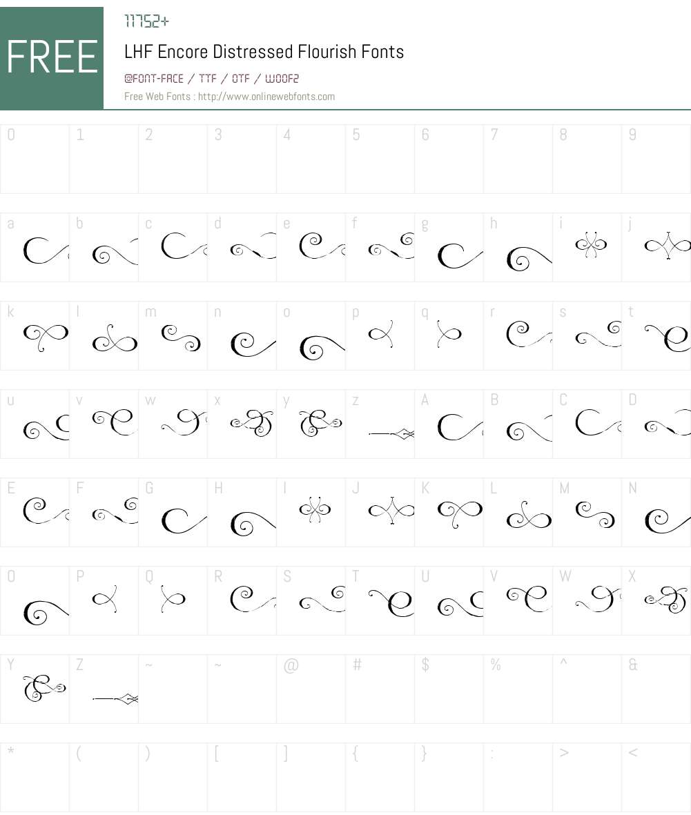 LHFEncoreDistressedFlourish Font Screenshots