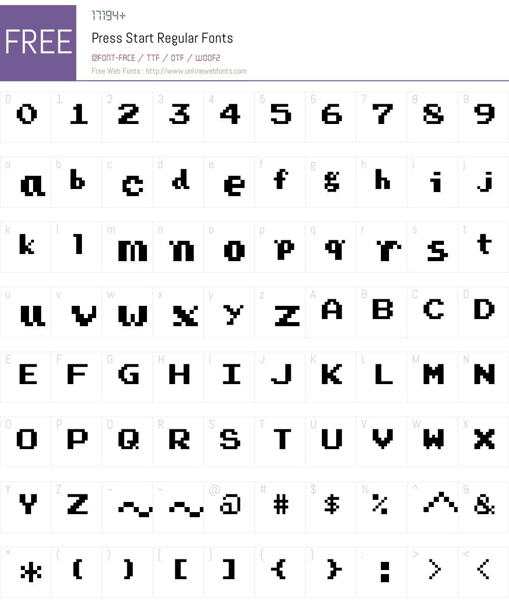 Press Start Font Screenshots