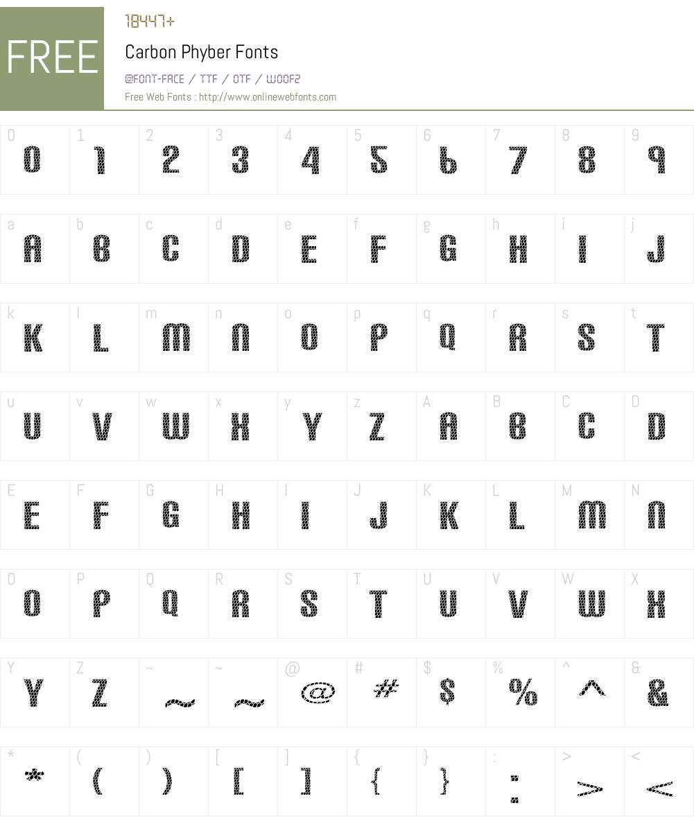Carbon Phyber Font Screenshots