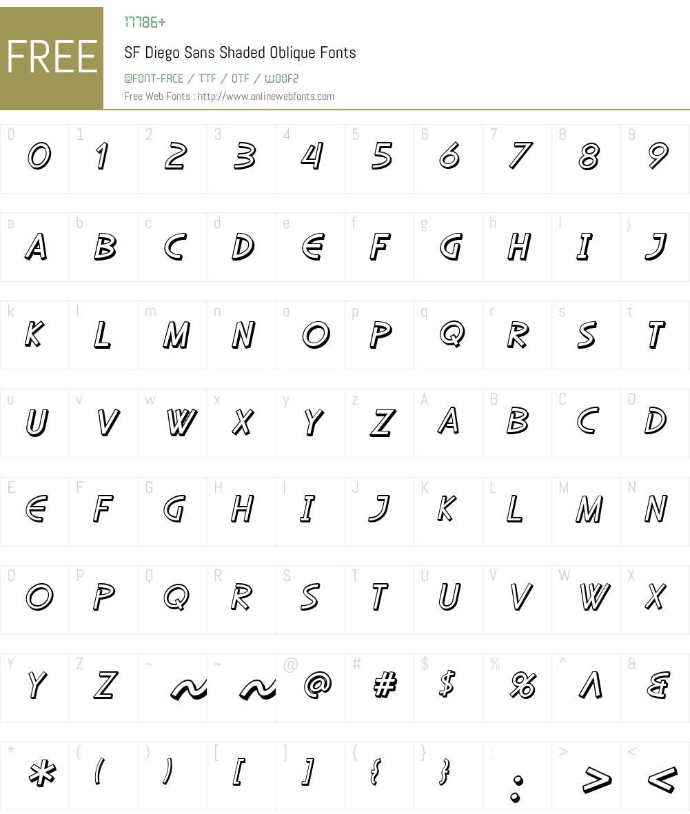 SF Diego Sans Shaded Font Screenshots
