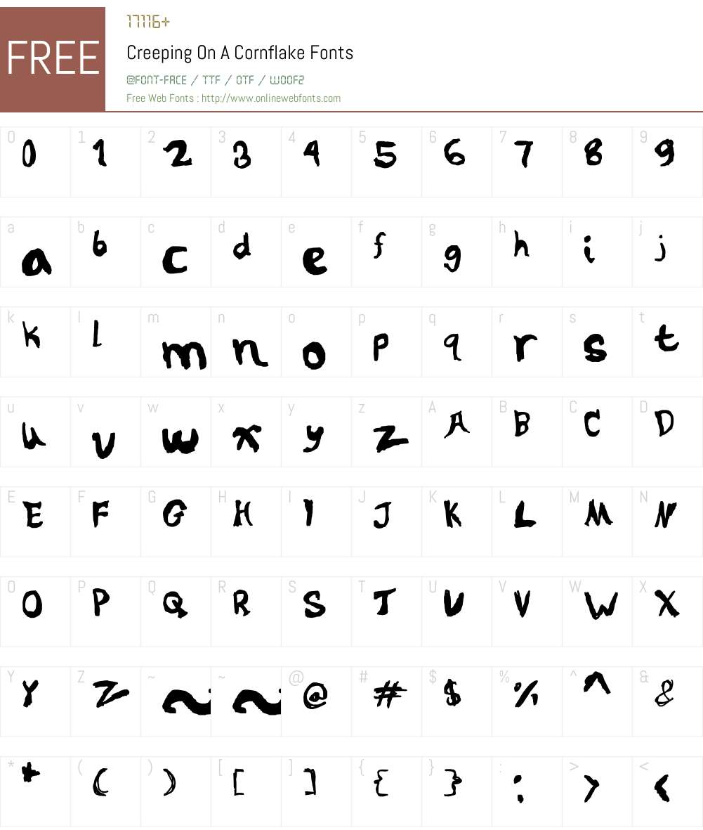 Creeping On A Cornflake Font Screenshots