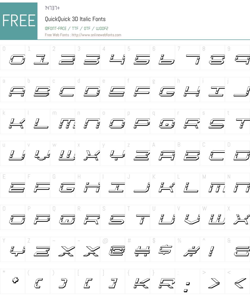 QuickQuick 3D Italic Font Screenshots